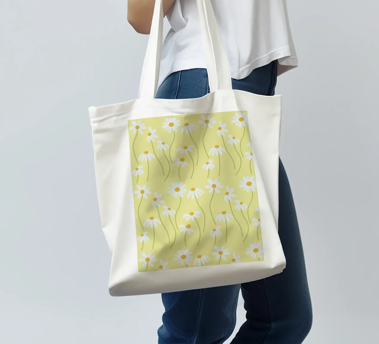 Modello a margherita borsa in juta da Illustration Raissa Oltmanns