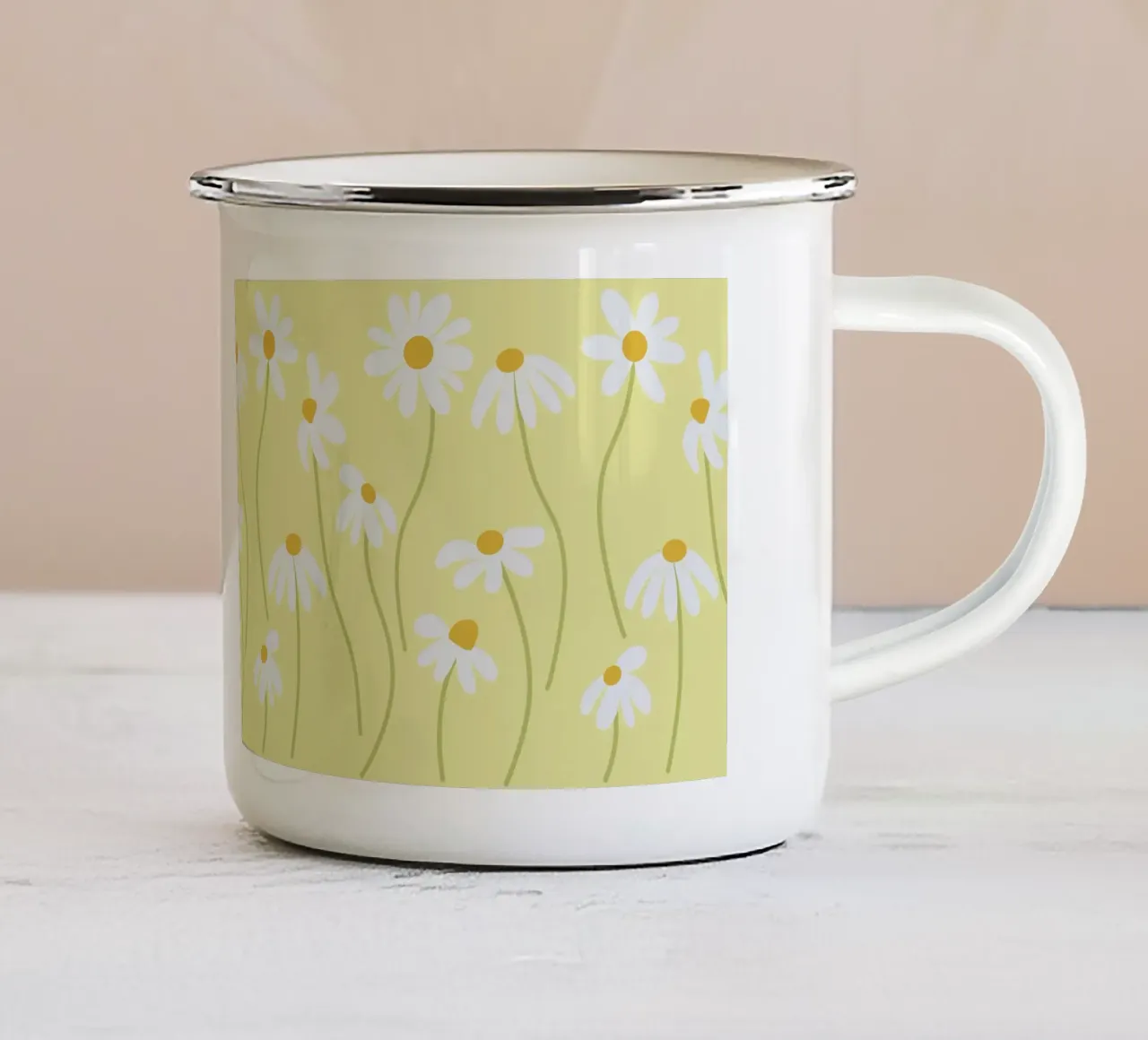 Modello a margherita tazza in smalto da Illustration Raissa Oltmanns