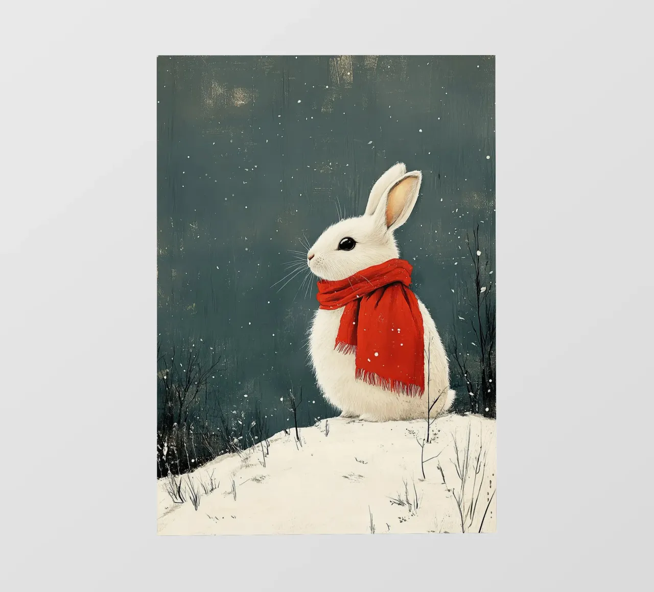 Kaninchen im Schnee Fototapete von Nikis Art Studio