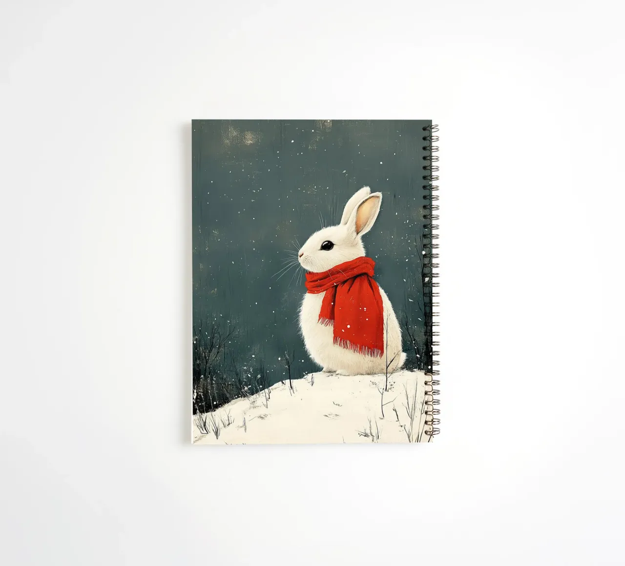 Rabbit in the snow spiral notebook by Nikis Art Studio