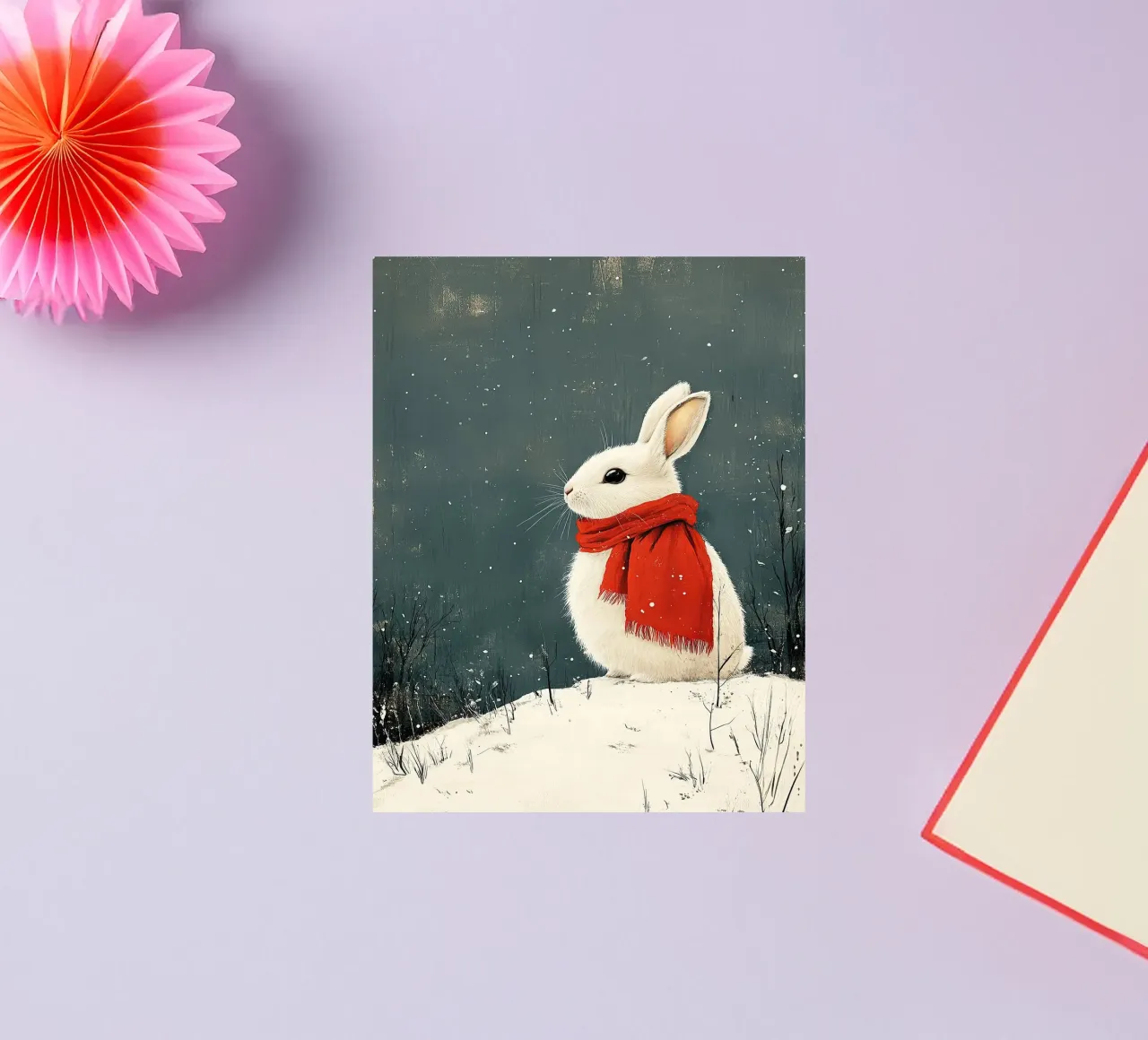 Coniglio nella neve adesivo da Nikis Art Studio
