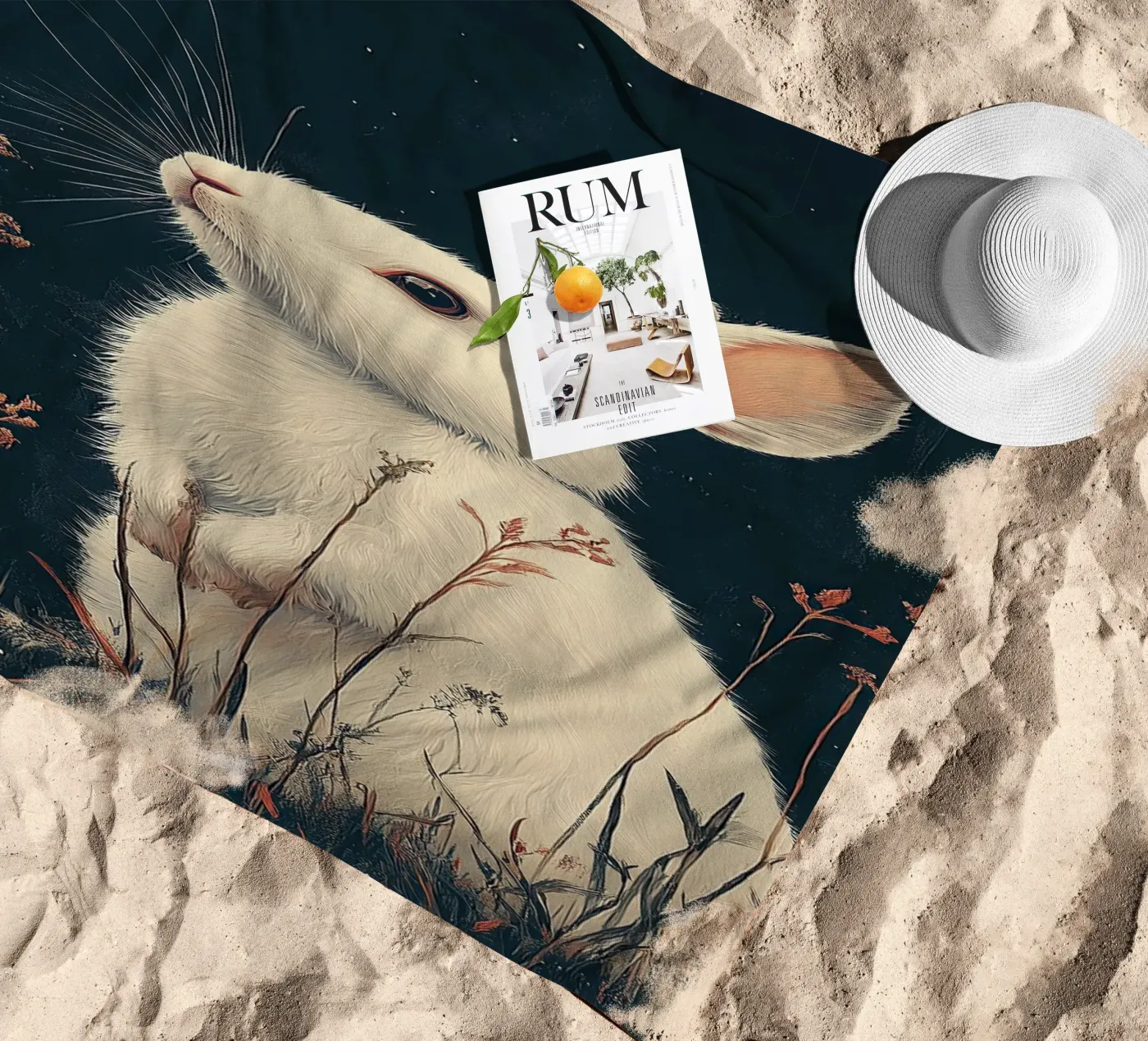 Rabbit Strandtuch von Nikis Art Studio