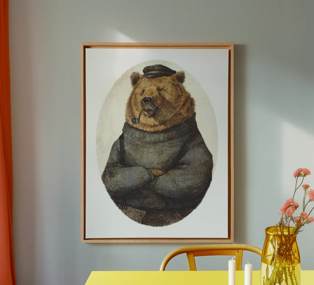 Zeeman Eenzaamheid Beer canvas met Baklijst van mikekoubou