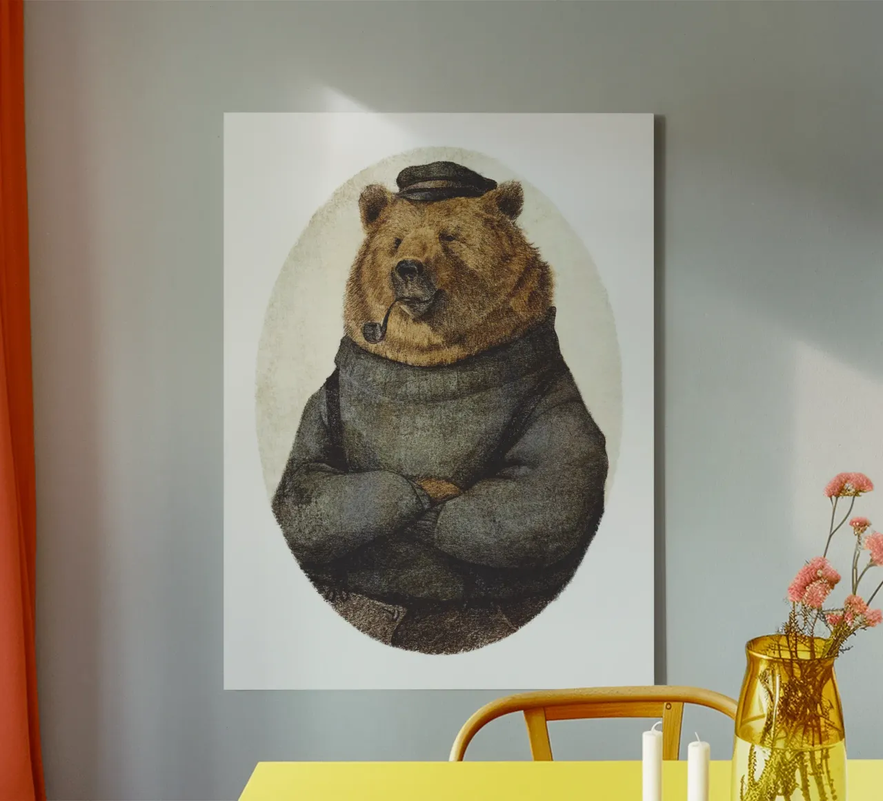 Zeeman Eenzaamheid Beer canvas met Baklijst van mikekoubou
