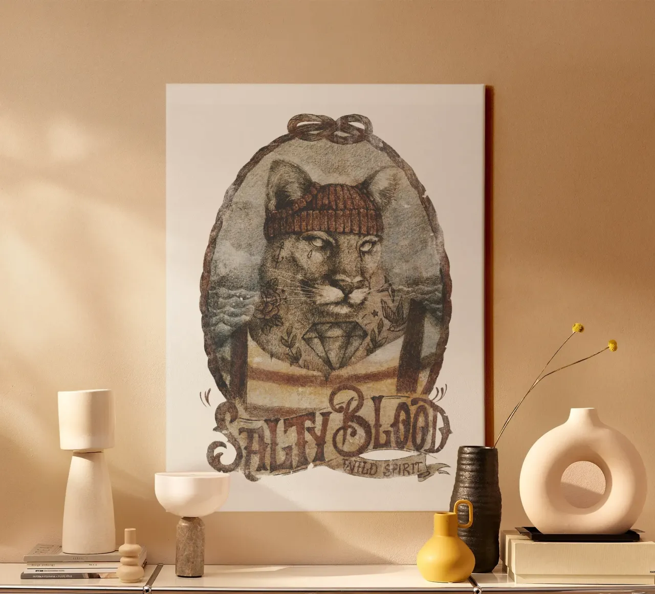 Zout bloed - Wilde geest canvas met Baklijst van mikekoubou