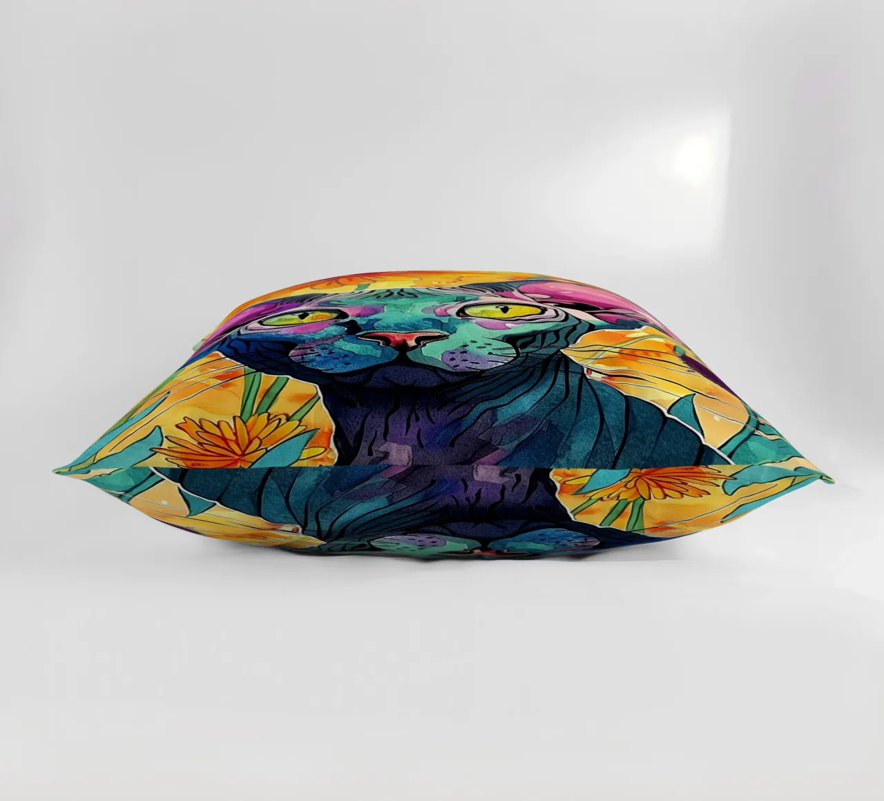 Art des couleurs du chat Sphynx coussin de Justyna Jaszke JBJart