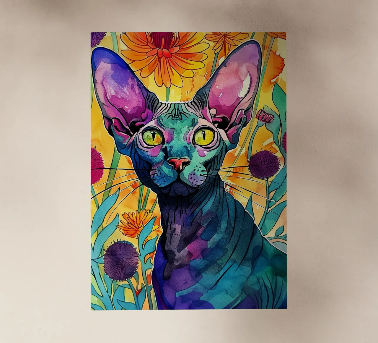 Colori del gatto Sphynx art pellicola backlit da Justyna Jaszke JBJart