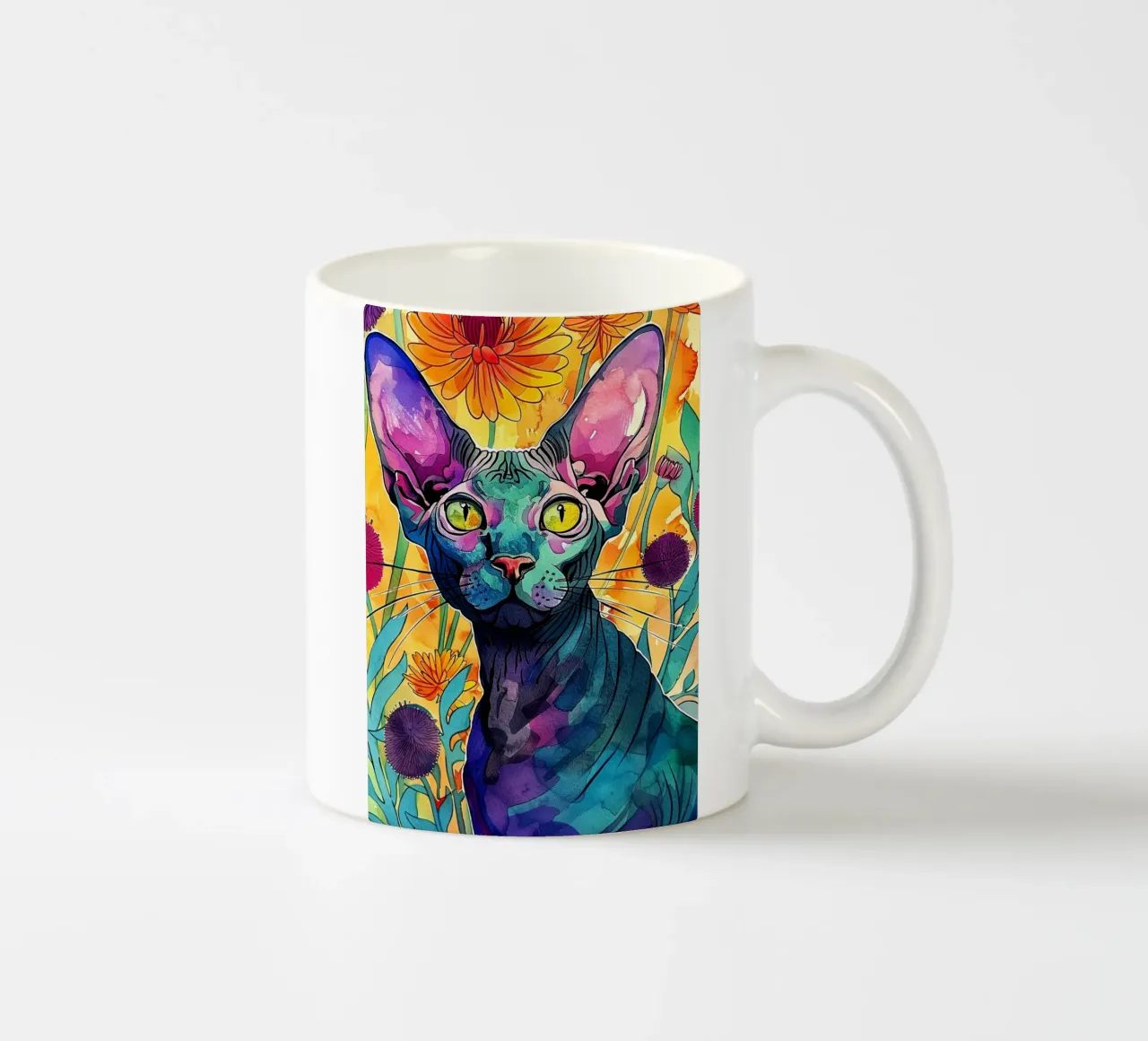 Colori del gatto Sphynx art tazza in ceramica da Justyna Jaszke JBJart
