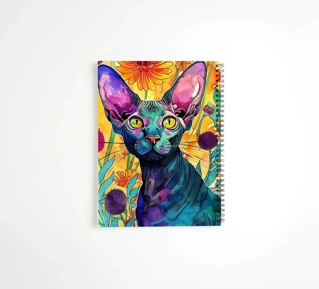 Colori del gatto Sphynx art diario ad anelli da Justyna Jaszke JBJart