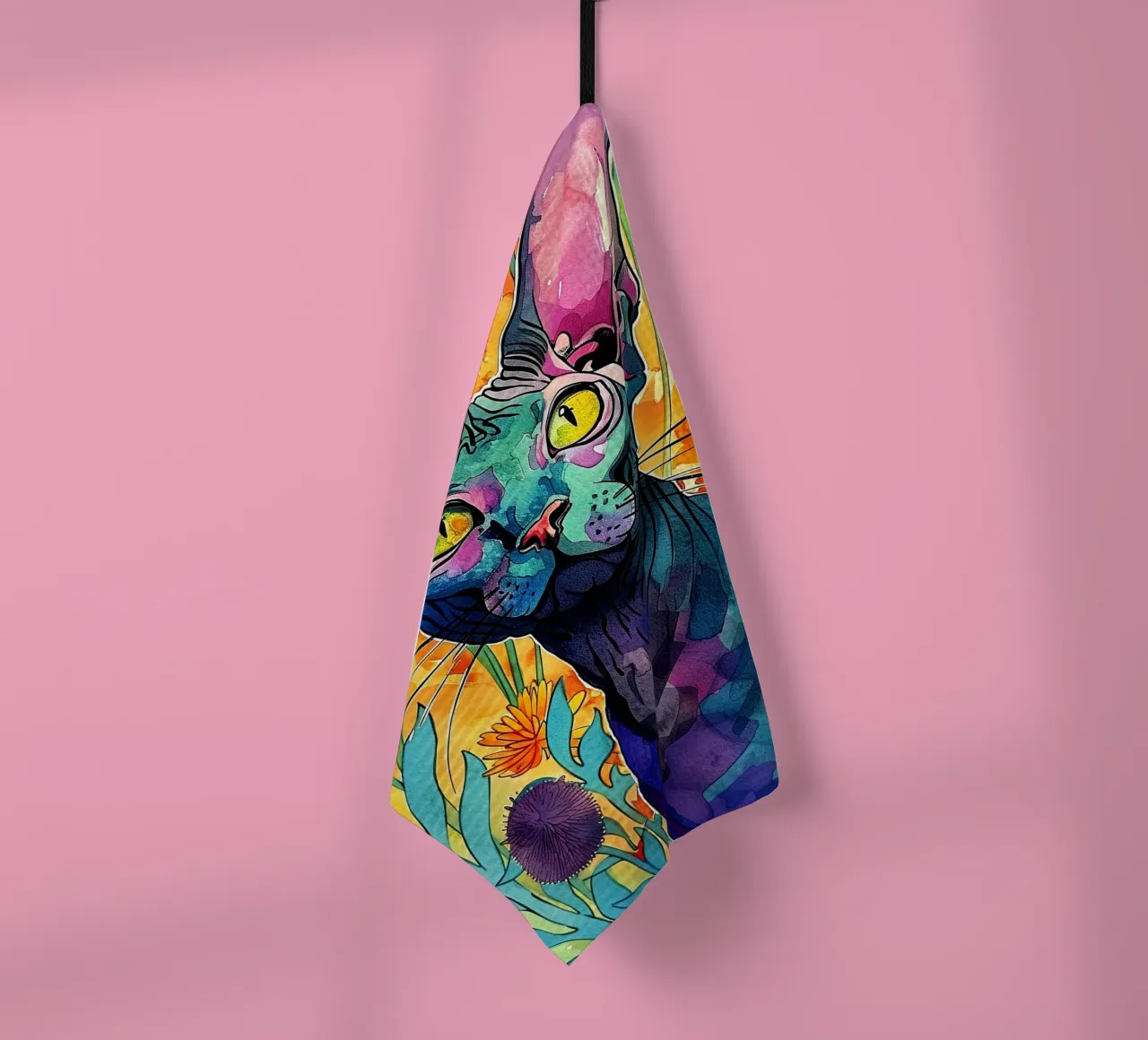 Art des couleurs du chat Sphynx torchon de Justyna Jaszke JBJart