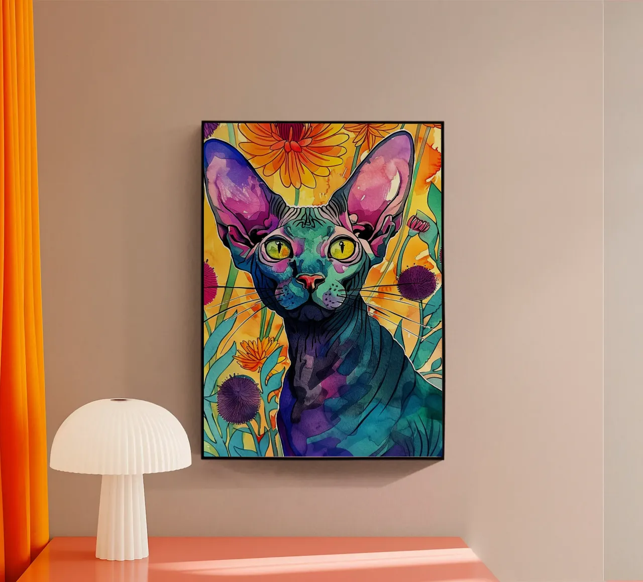 Sphynx cat colors art acrylic glass by Justyna Jaszke JBJart