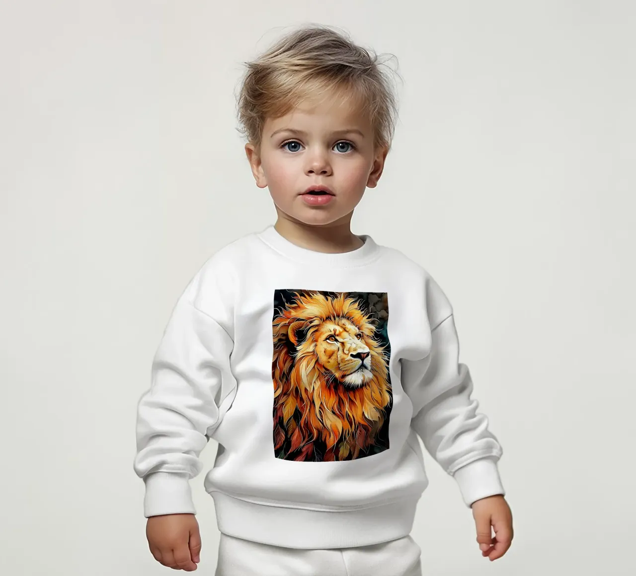 Lion king of wild cat animal art baby sweatshirt by Justyna Jaszke JBJart