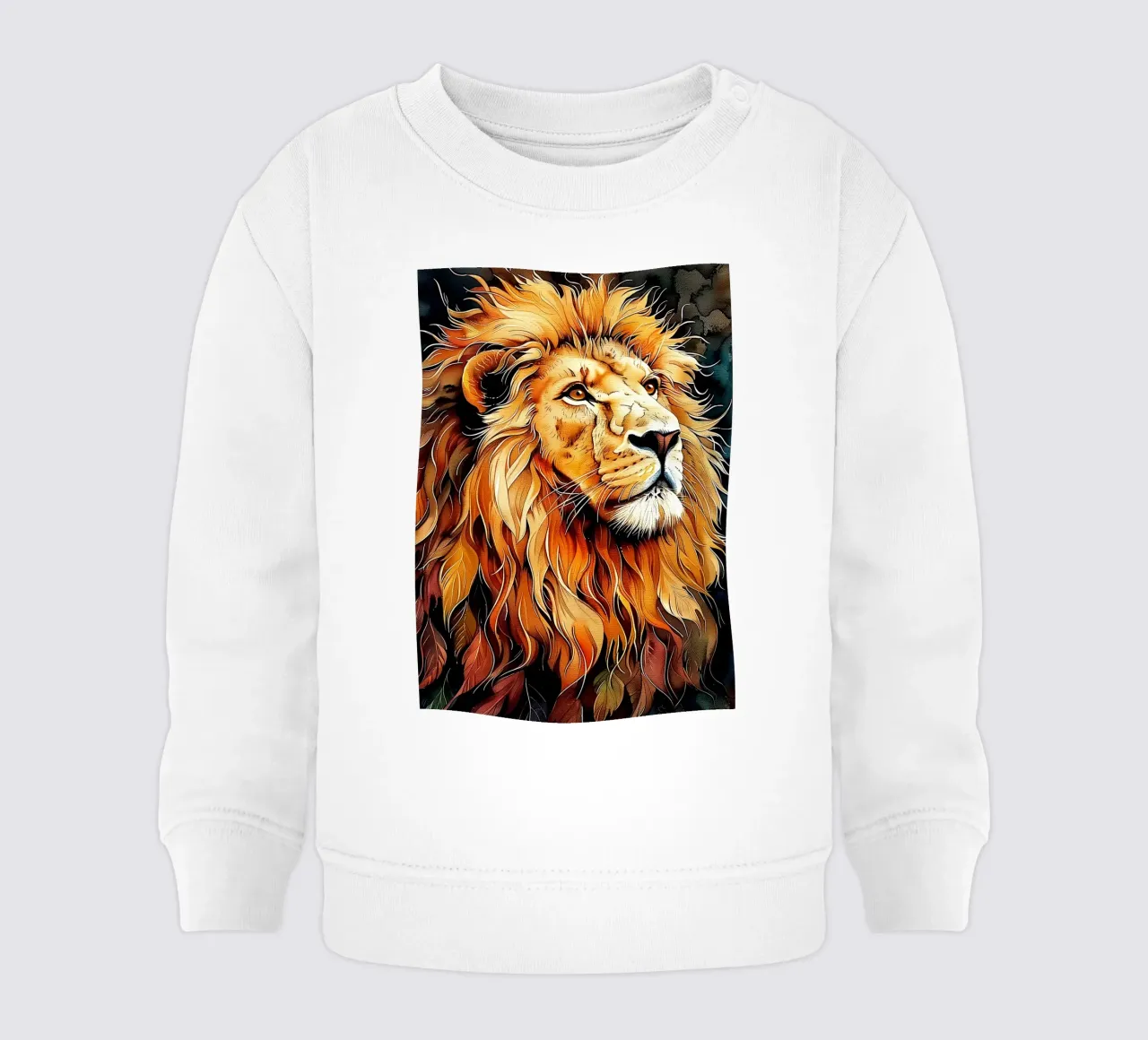 Lion king of wild cat animal art baby sweatshirt by Justyna Jaszke JBJart