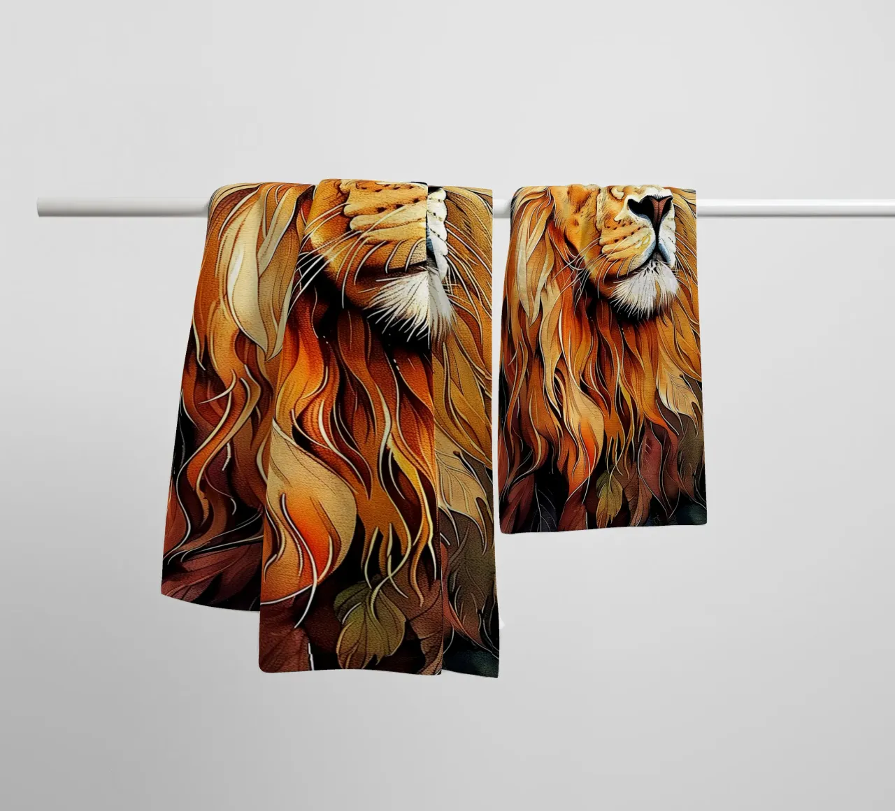 Re Leone di gatto selvatico arte animale asciugamano da bagno da Justyna Jaszke JBJart