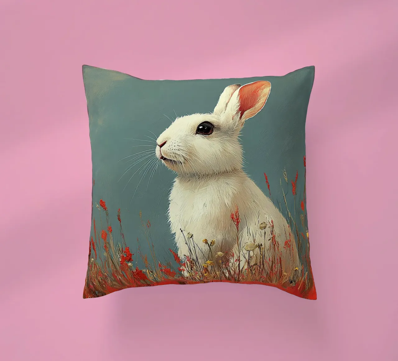 Un coniglio nel suo paradiso cuscino da Nikis Art Studio