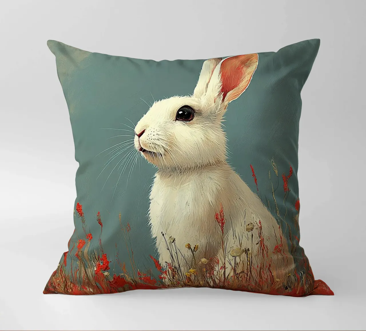 Un coniglio nel suo paradiso cuscino da Nikis Art Studio
