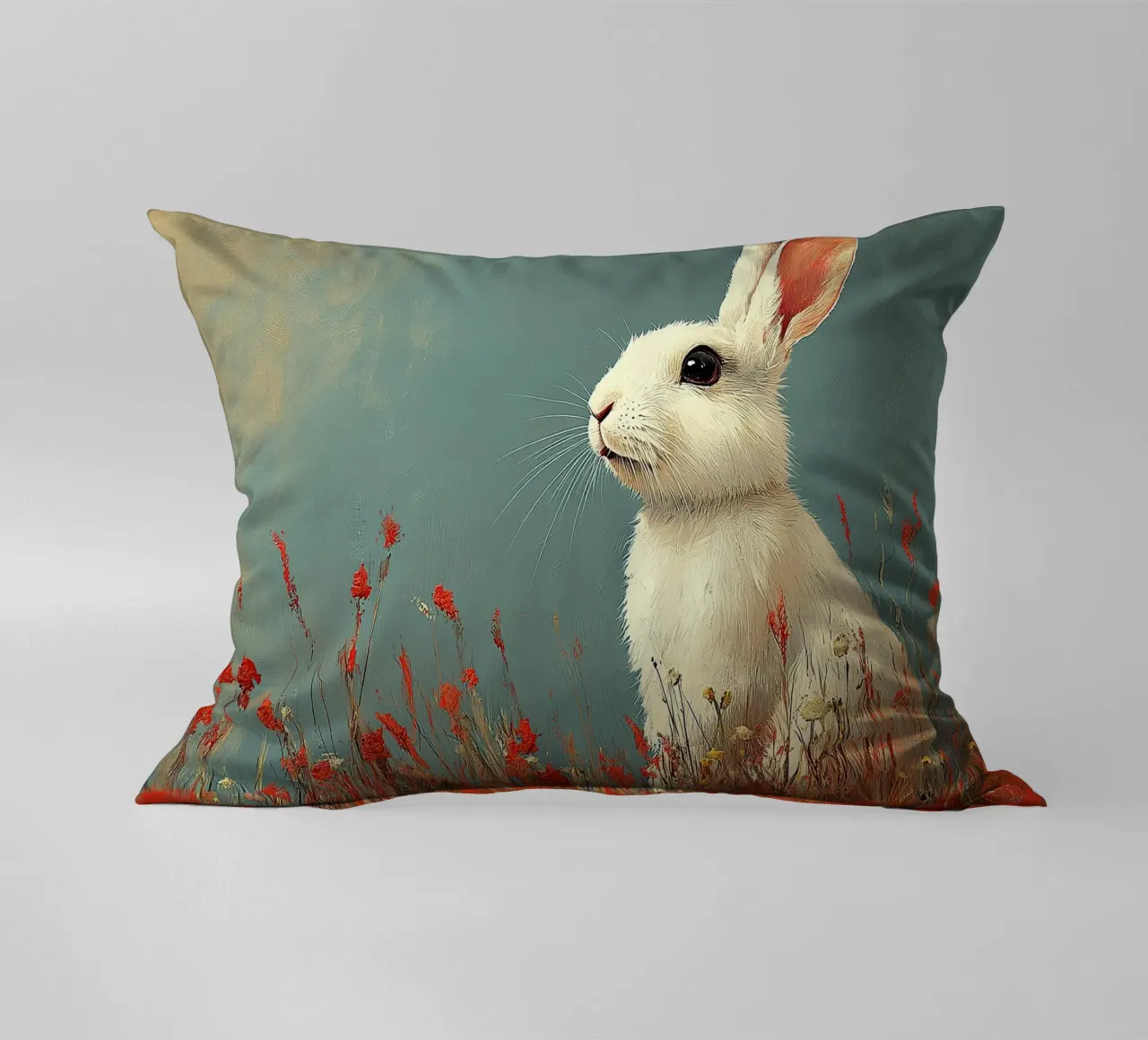 Un coniglio nel suo paradiso cuscino da Nikis Art Studio