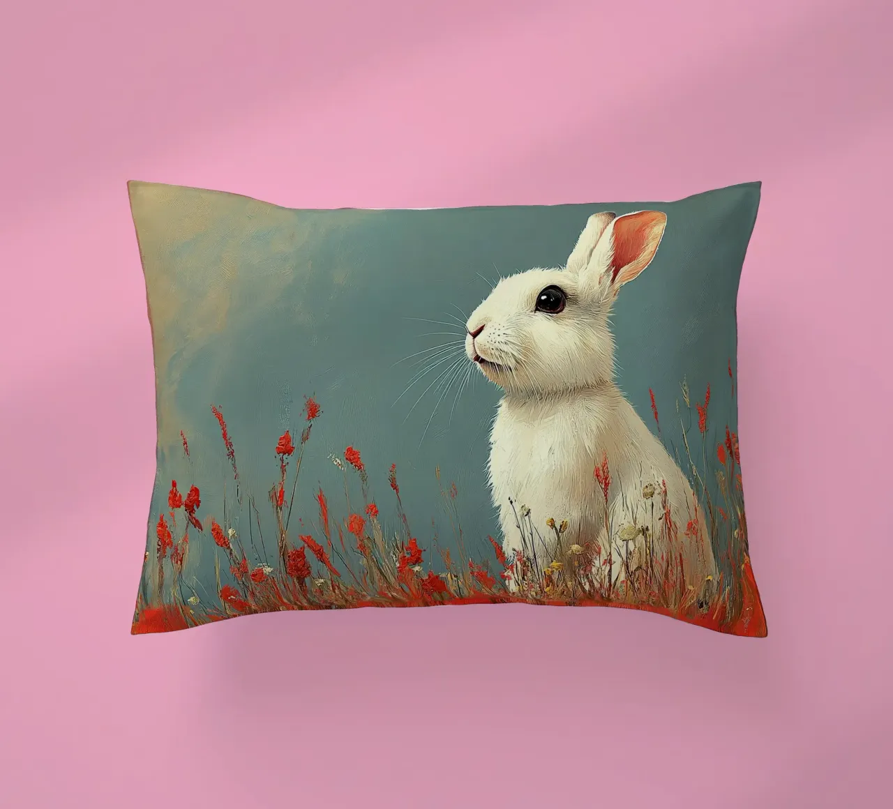 Un coniglio nel suo paradiso cuscino da Nikis Art Studio