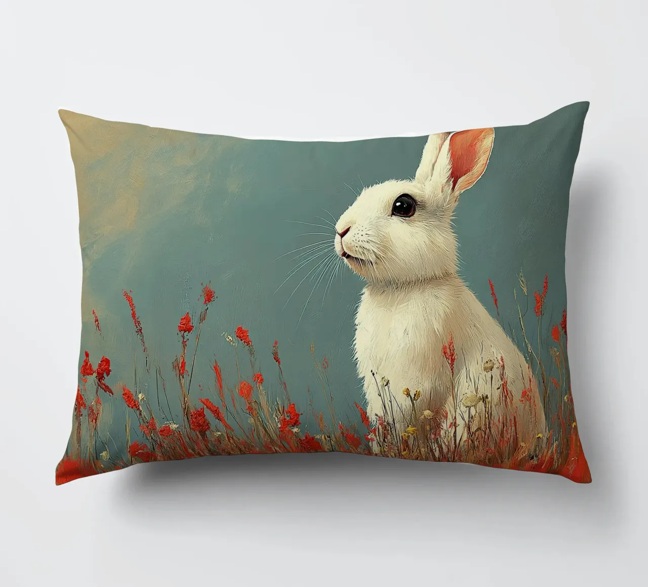 Un coniglio nel suo paradiso cuscino da Nikis Art Studio