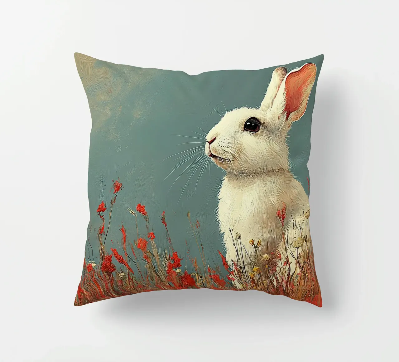 Un coniglio nel suo paradiso cuscino da Nikis Art Studio