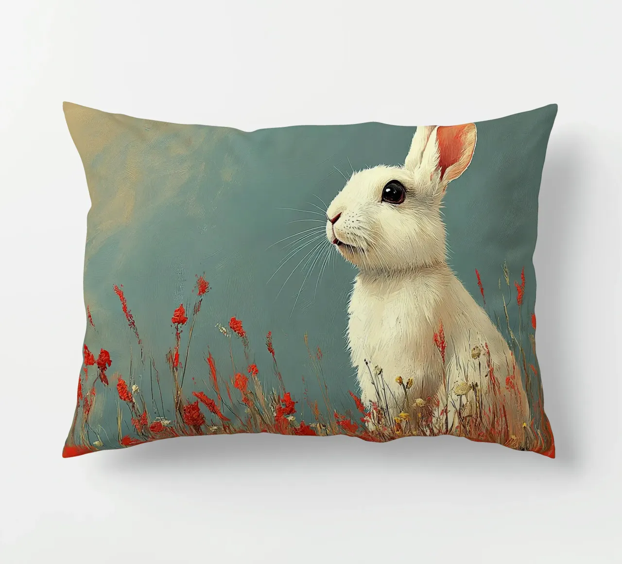 Un coniglio nel suo paradiso cuscino da Nikis Art Studio