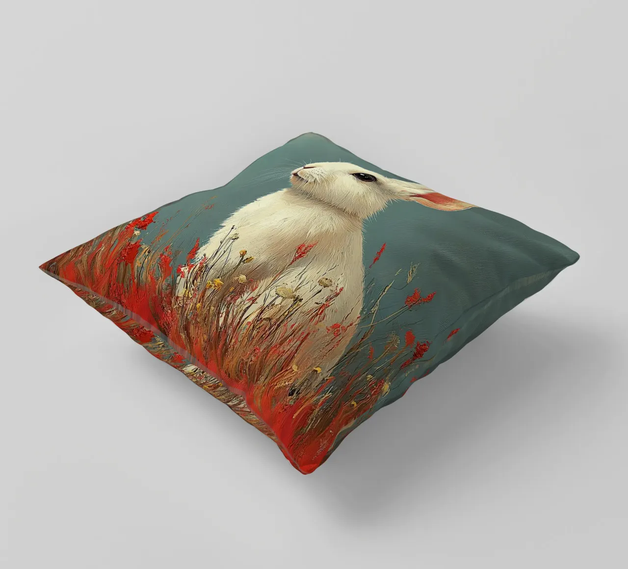 Un coniglio nel suo paradiso cuscino da Nikis Art Studio