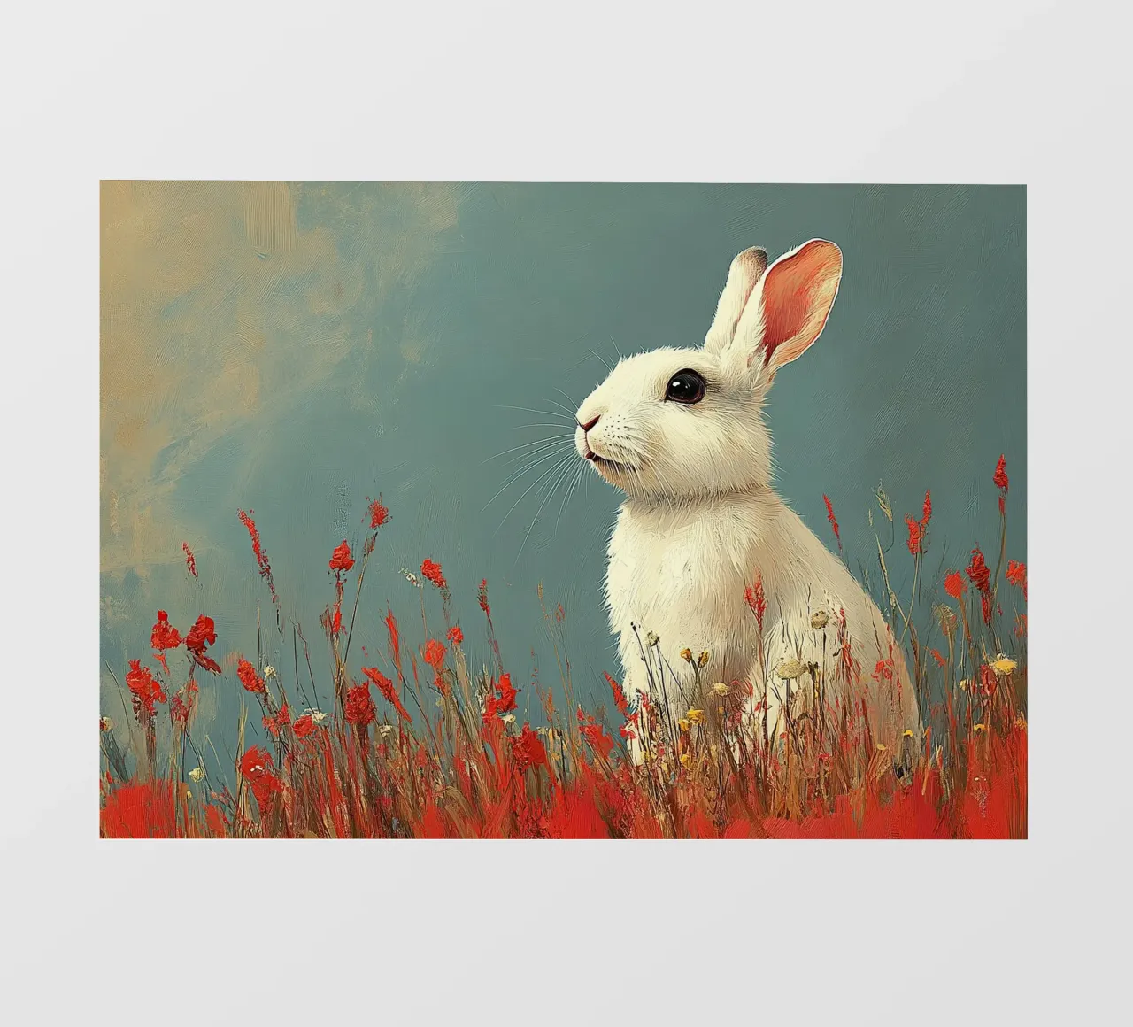 Un coniglio nel suo paradiso telo in pvc da Nikis Art Studio