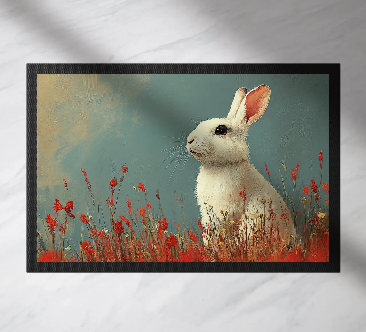 Un coniglio nel suo paradiso zerbino da Nikis Art Studio