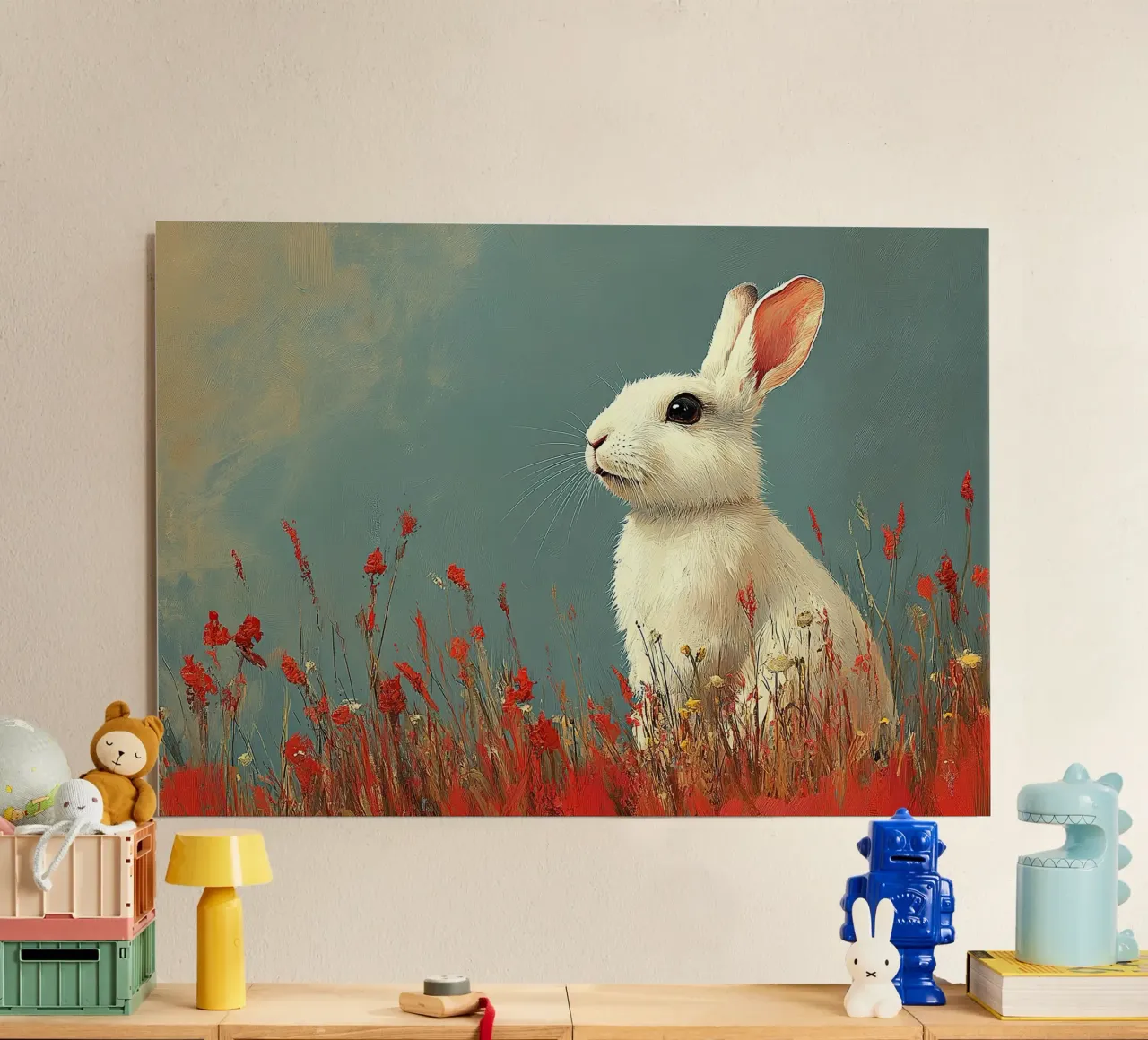 Un coniglio nel suo paradiso alluminio dibond da Nikis Art Studio