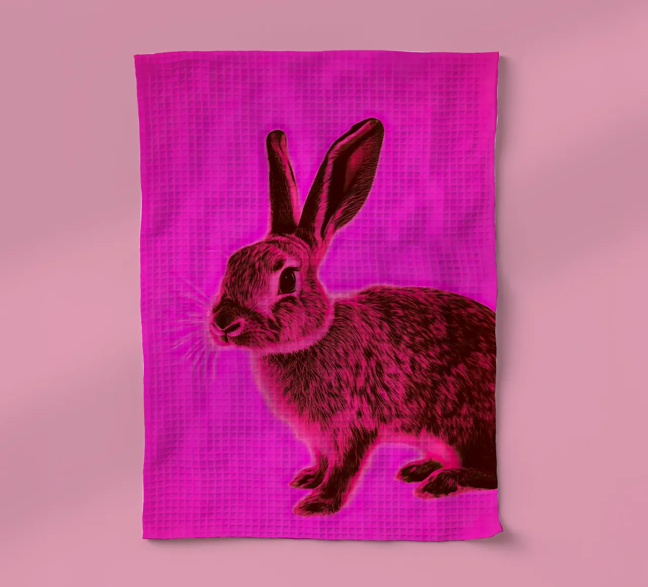 A rabbit that greets the morning tea towel by Nikis Art Studio