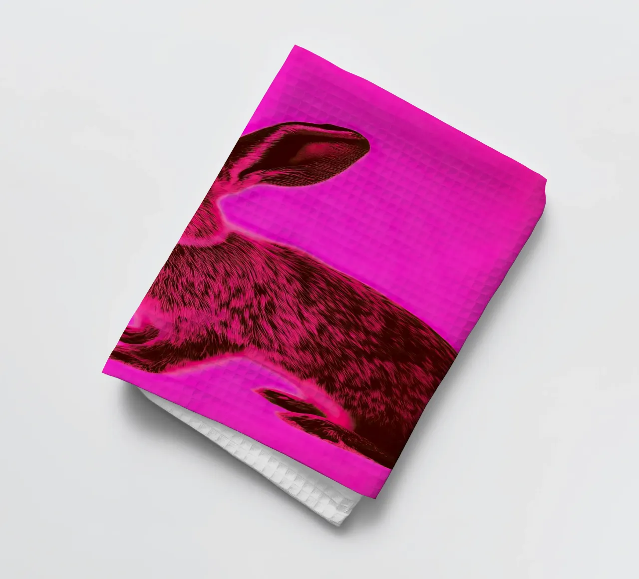 A rabbit that greets the morning tea towel by Nikis Art Studio