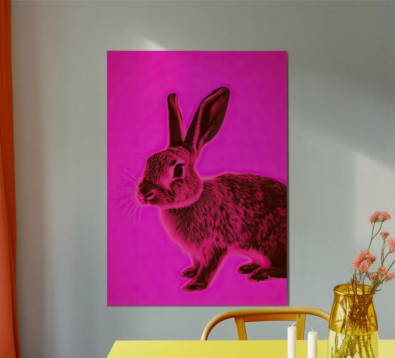 Un conejo que saluda a la mañana poster con marco de madera de Nikis Art Studio
