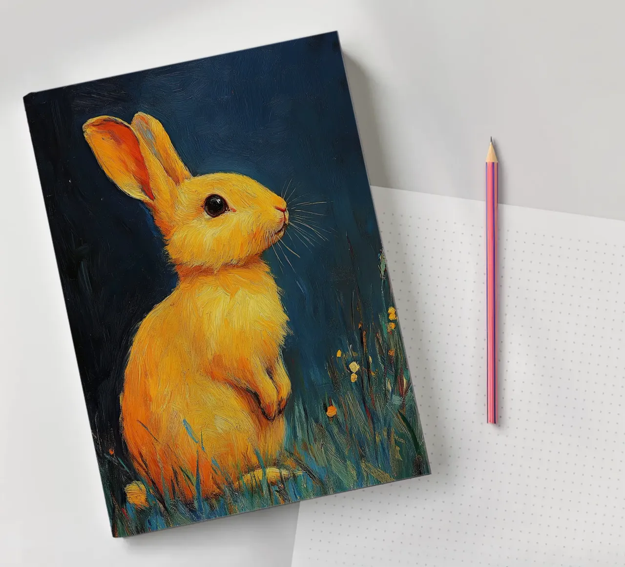 A rabbit in the rhythm of the earth notebook by Nikis Art Studio
