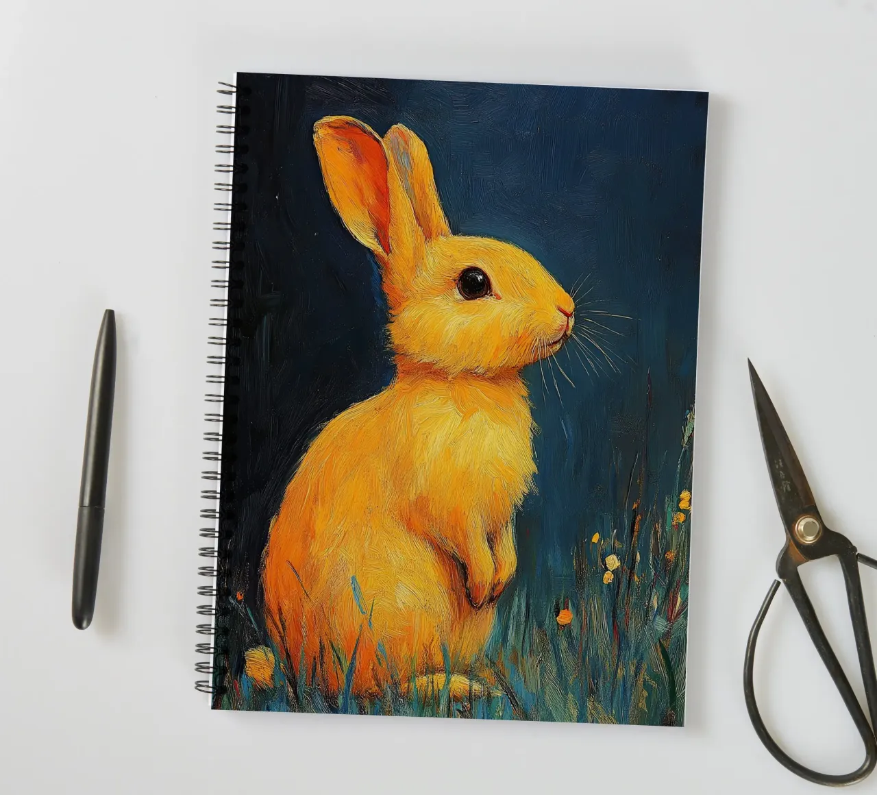 A rabbit in the rhythm of the earth spiral notebook by Nikis Art Studio