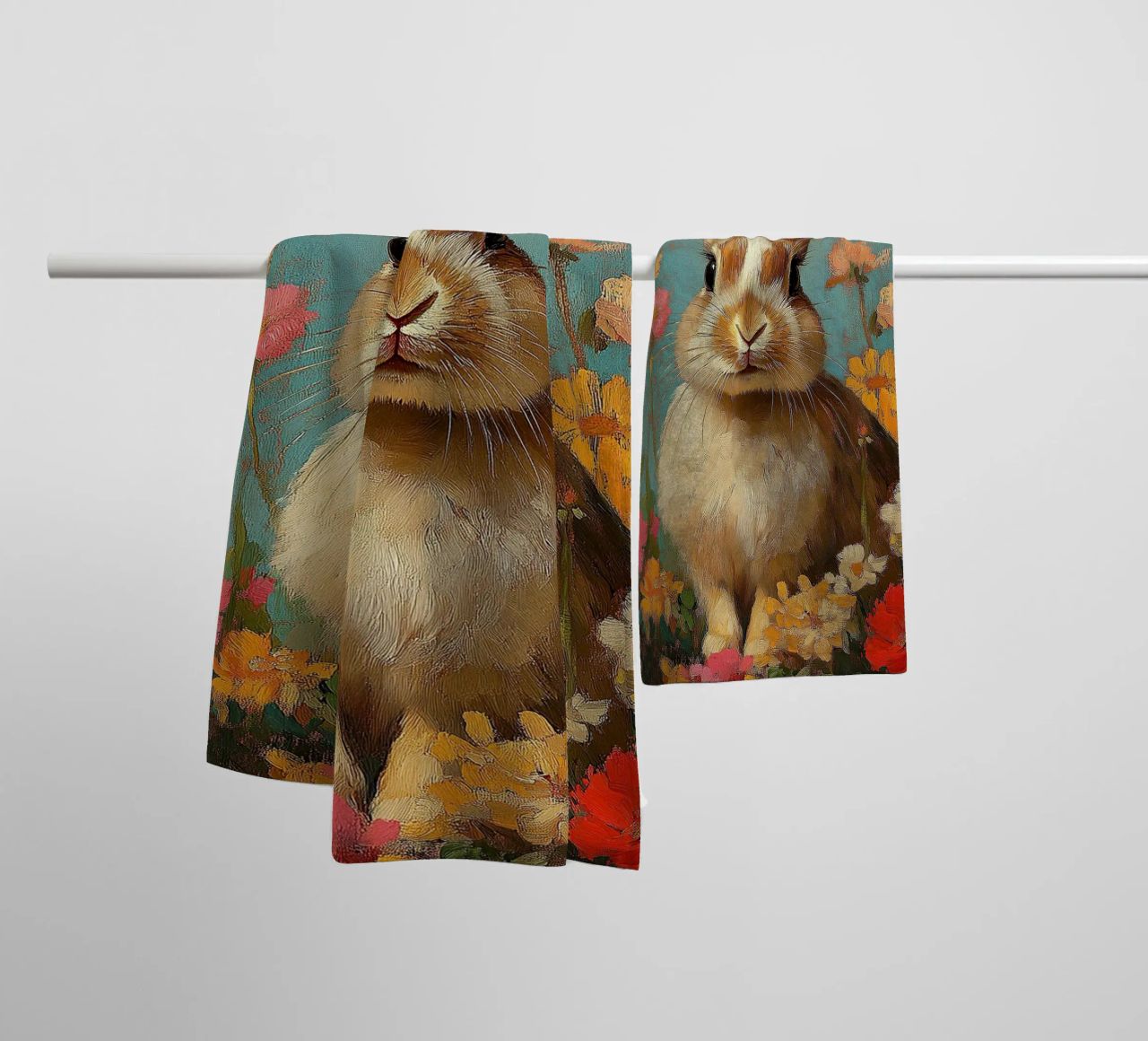 Rabbit towel by Nikis Art Studio