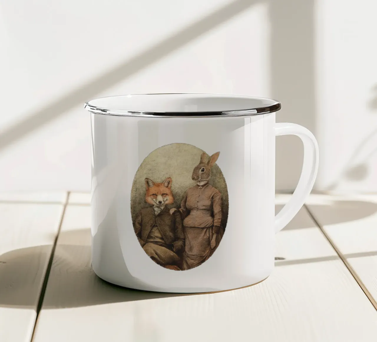Le volpi tazza in smalto da mikekoubou