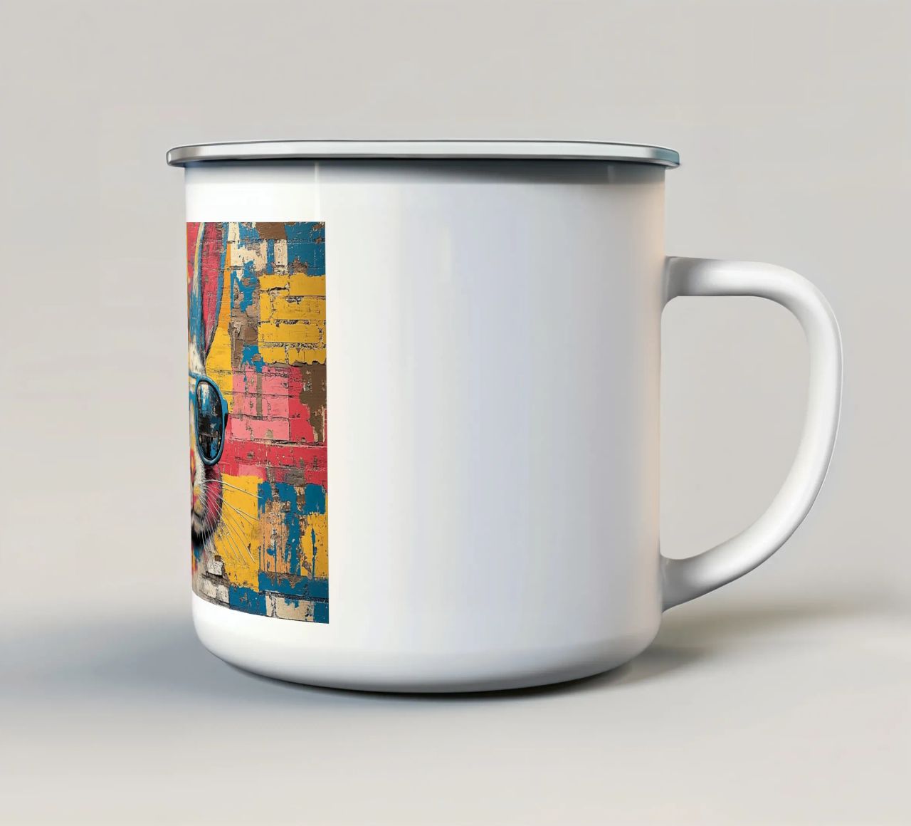 Coniglio - Pop Art tazza in smalto da Nikis Art Studio