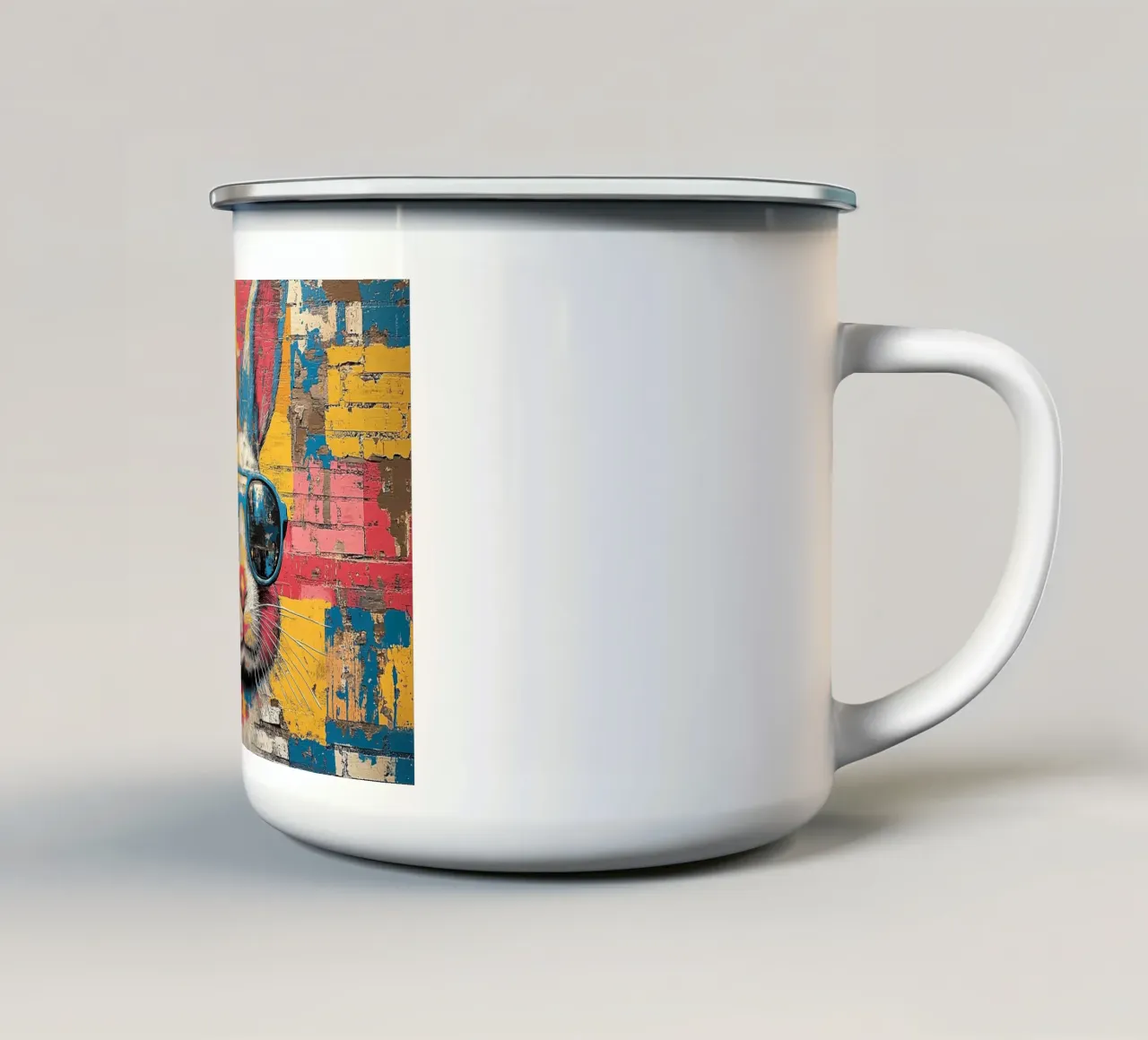 Coniglio - Pop Art tazza in smalto da Nikis Art Studio
