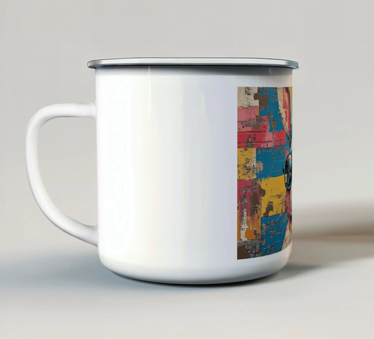 Coniglio - Pop Art tazza in smalto da Nikis Art Studio