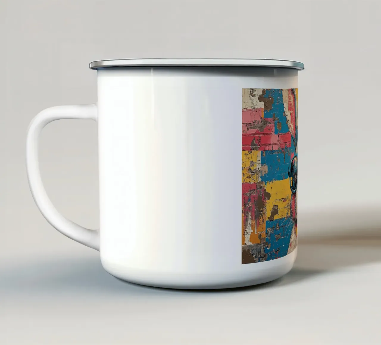 Coniglio - Pop Art tazza in smalto da Nikis Art Studio