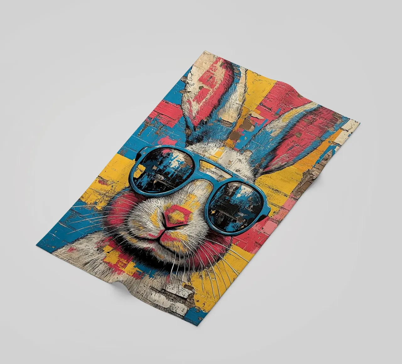 Rabbit - Pop Art beach towel by Nikis Art Studio