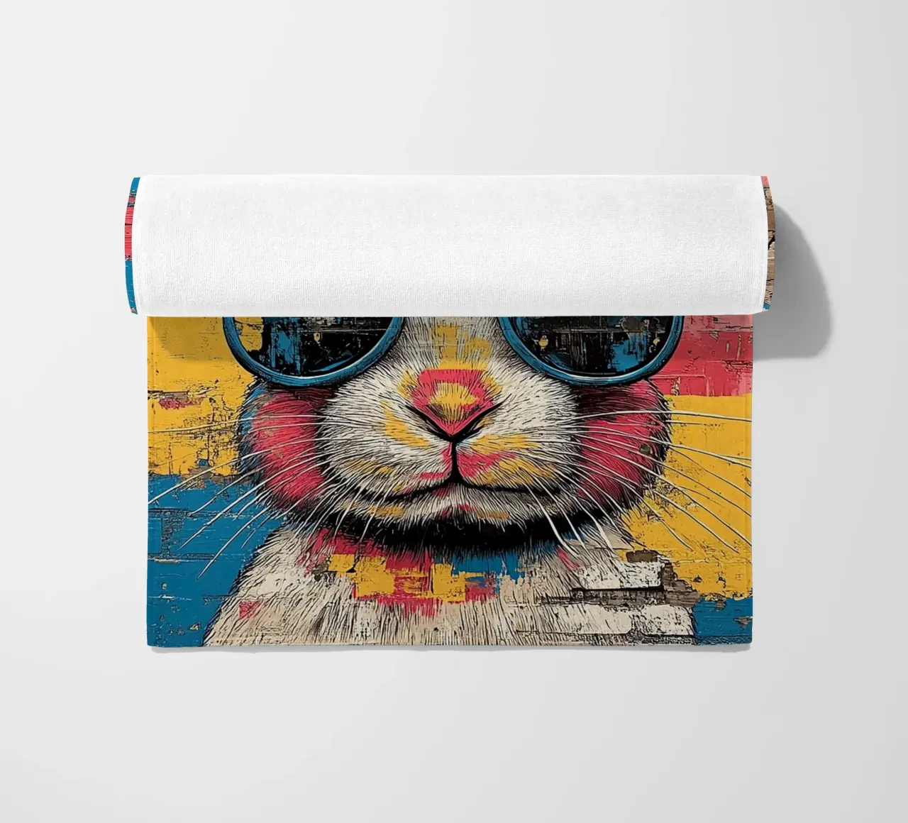 Rabbit - Pop Art beach towel by Nikis Art Studio