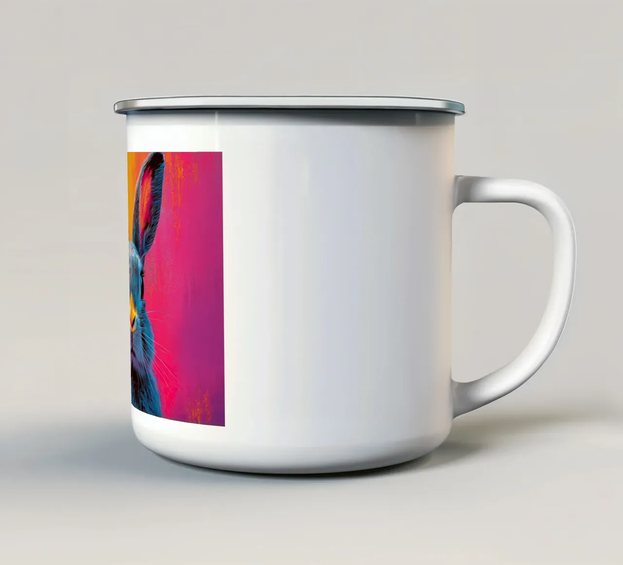 Coniglio - Pop Art tazza in smalto da Nikis Art Studio