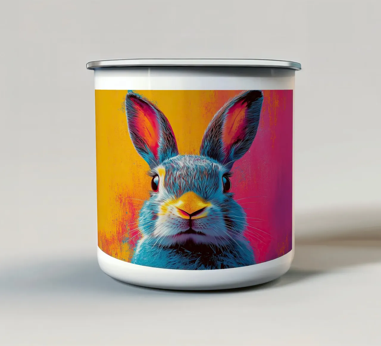 Coniglio - Pop Art tazza in smalto da Nikis Art Studio