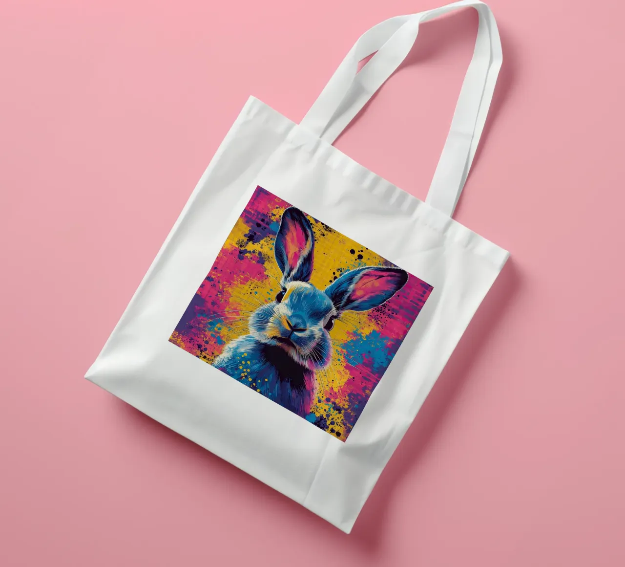 Coniglio - Pop Art borsa in juta da Nikis Art Studio