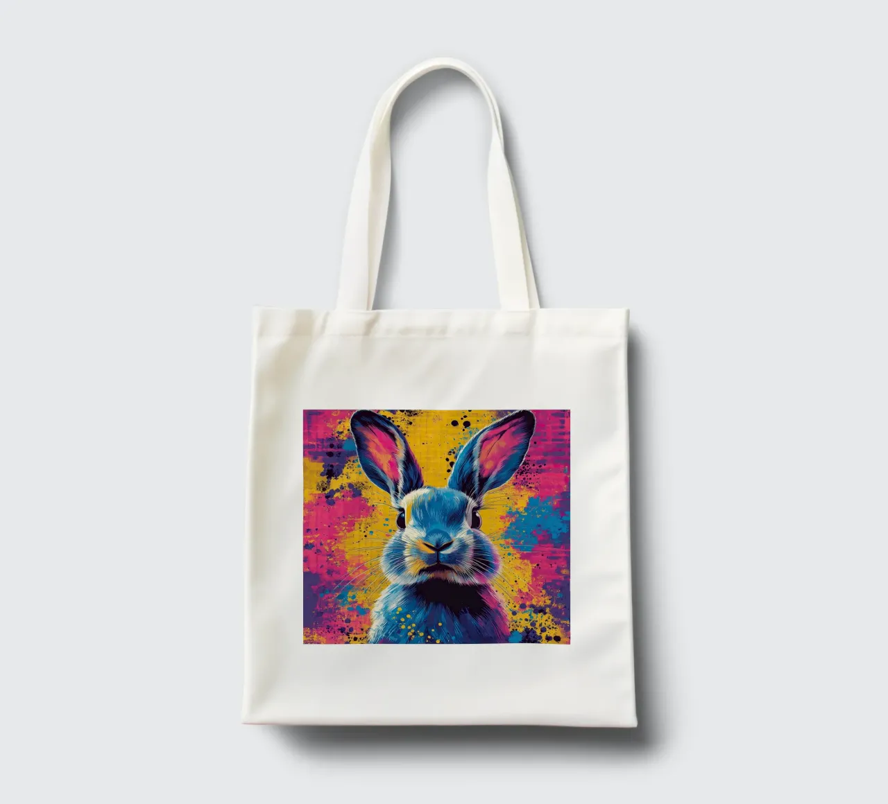 Coniglio - Pop Art borsa in juta da Nikis Art Studio
