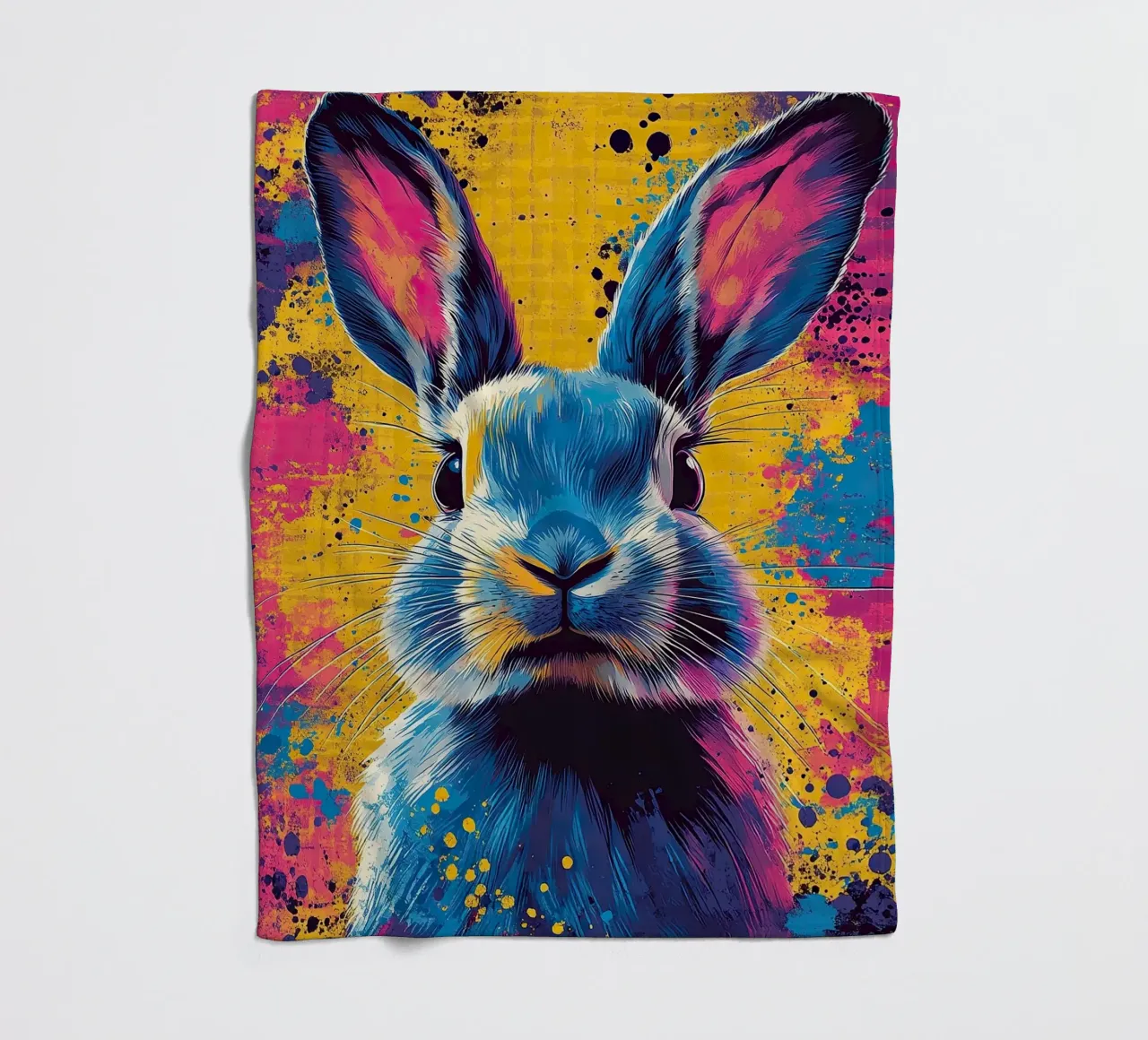 Coniglio - Pop Art coperta in pile da Nikis Art Studio