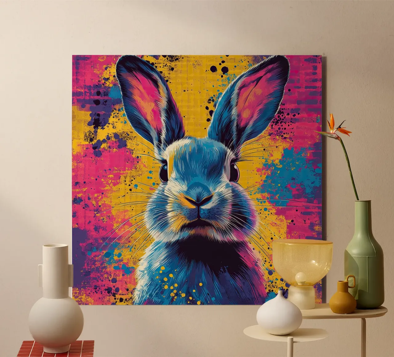 Coniglio - Pop Art alluminio dibond da Nikis Art Studio