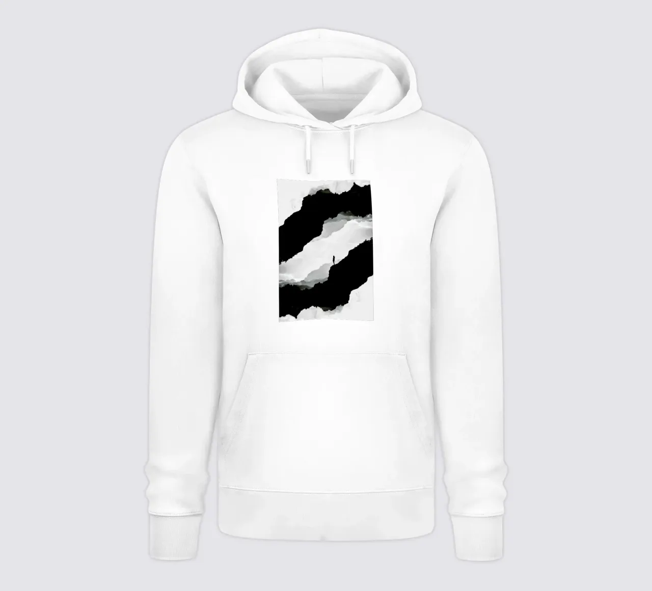 White Isolation a girl standing at the edge of a cliff Hoodie von Stoian Hitrov