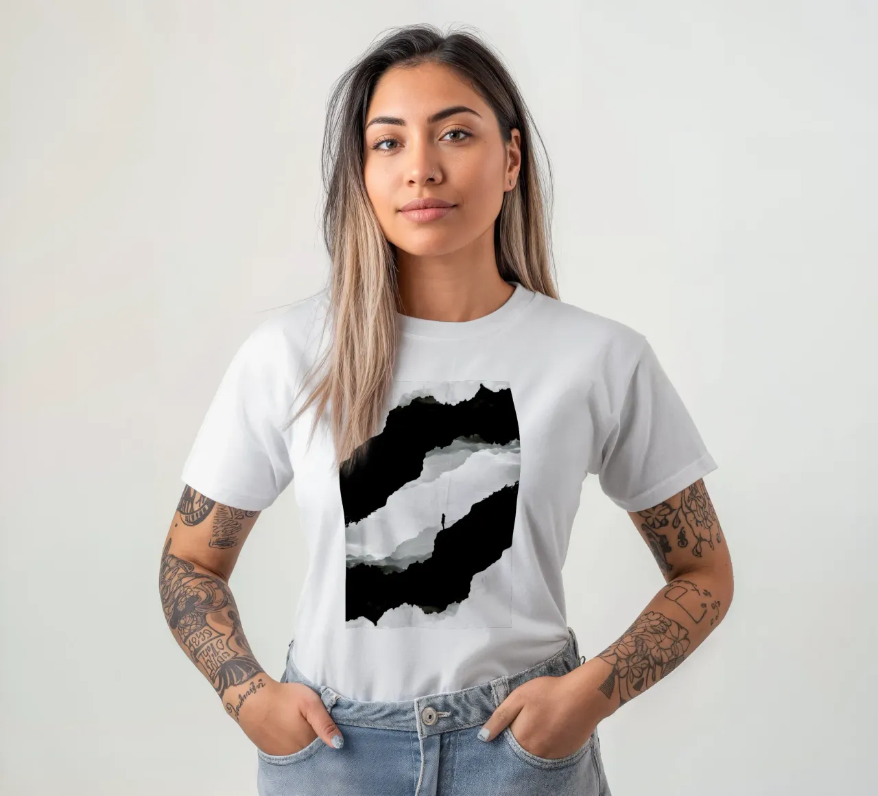 White Isolation a girl standing at the edge of a cliff t-shirt da Stoian Hitrov